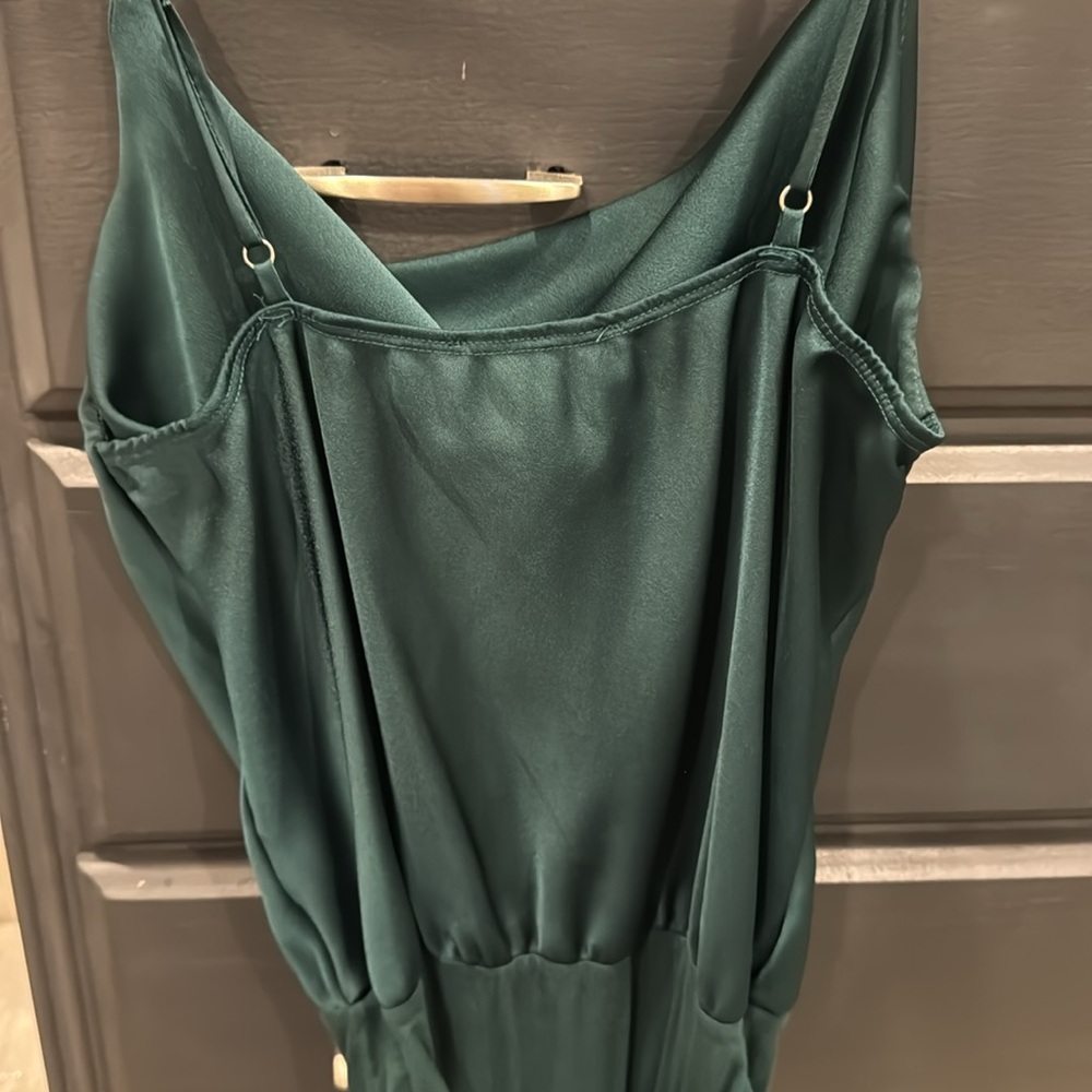 Lulus Emmerson Forest Green Satin Sleeveless Cowl Neck Bodysuit - Size S - Picture 5 of 5